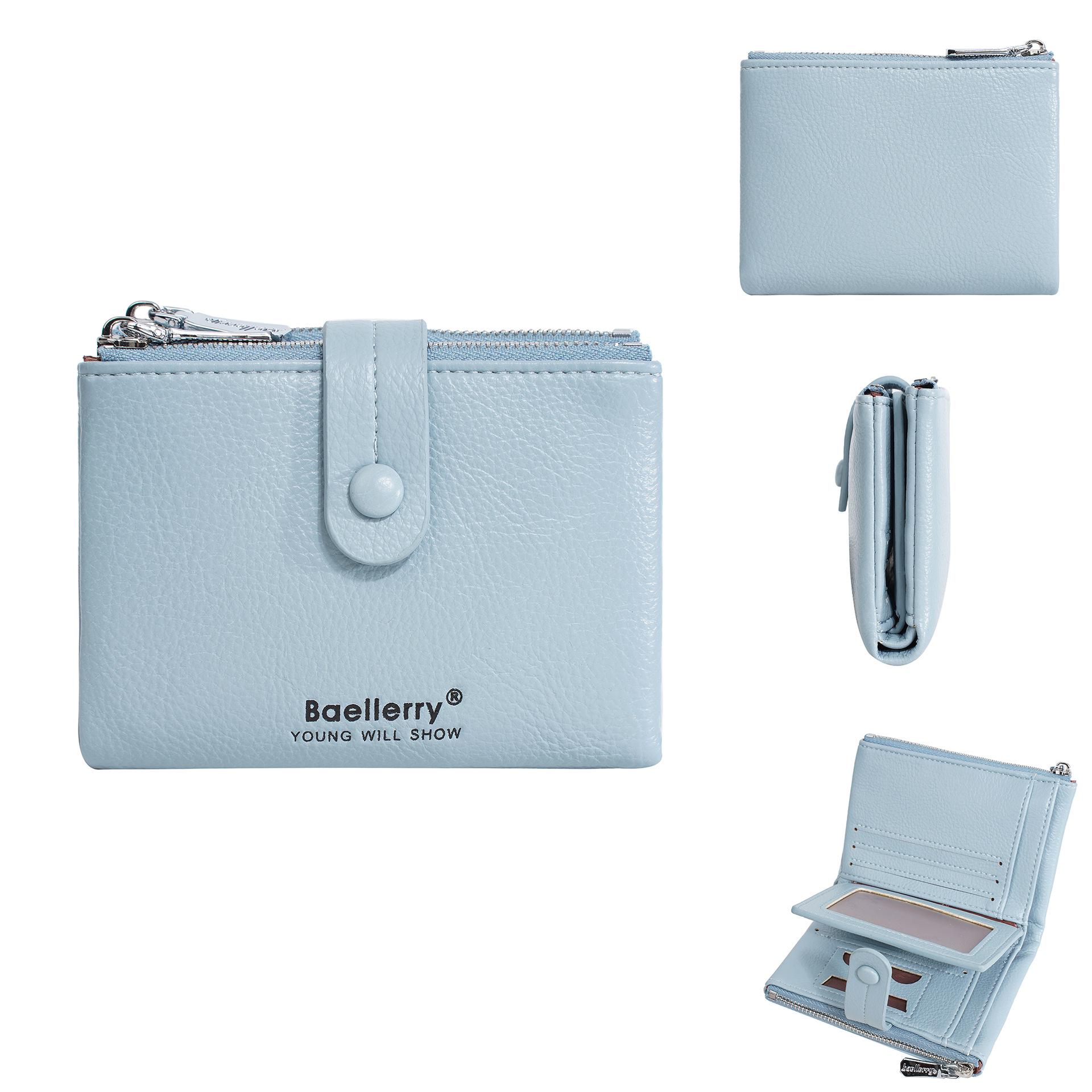 

Baellerry Women s Korean Style Short Wallet - High-End Buckle Card Holder, Double Zipper Coin Purse
