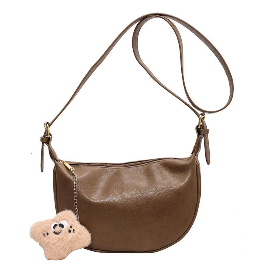 This Year's Popular Bag Ladies 2025 New Fashionable Solid Color Texture Shoulder Bag Retro Commuter Messenger Dumpling Bag