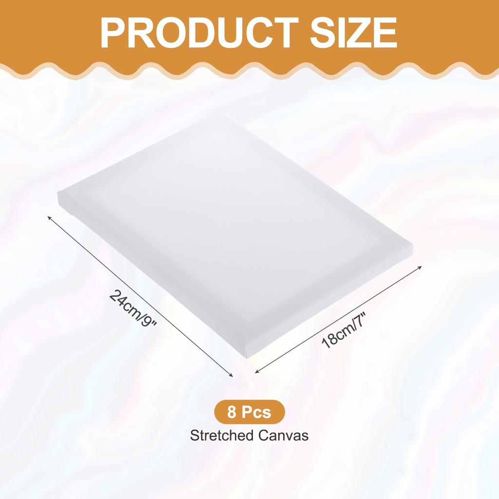 8Pcs White Stretched Canvas for Painting 10cm-30cm Blank Artist Boards Profile Cotton Canvas Panels for Beginners Professionals