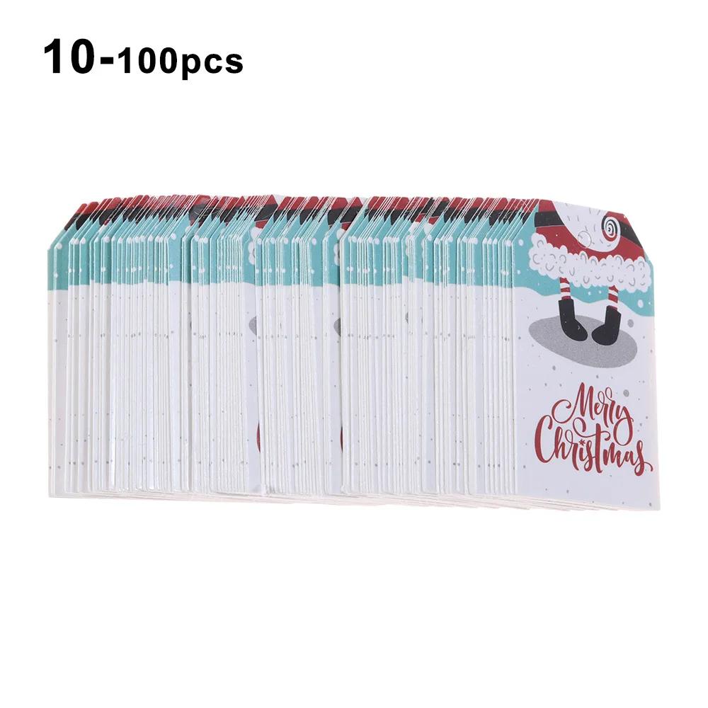 50PCS Merry Christmas DIY Kraft Tags Labels Gift Wrapping Paper Hang Tags Santa Claus Paper Cards Xmas Party Supplies