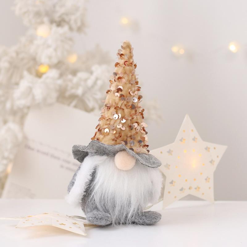 Christmas Decoration Sequin Faceless Santa Claus Figurine, Home Christmas Small Gift