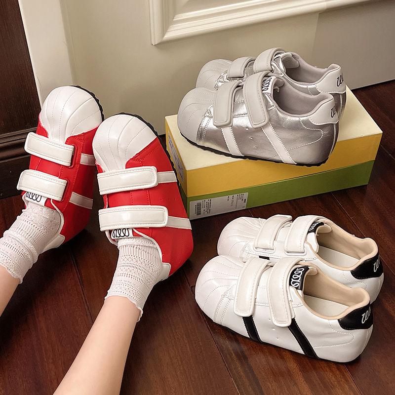 Velcro Ugly Cute Shell Head German Training Bread Shoes Women's New Versatile Inner Height Increase Casual Sports Small Board Shoes