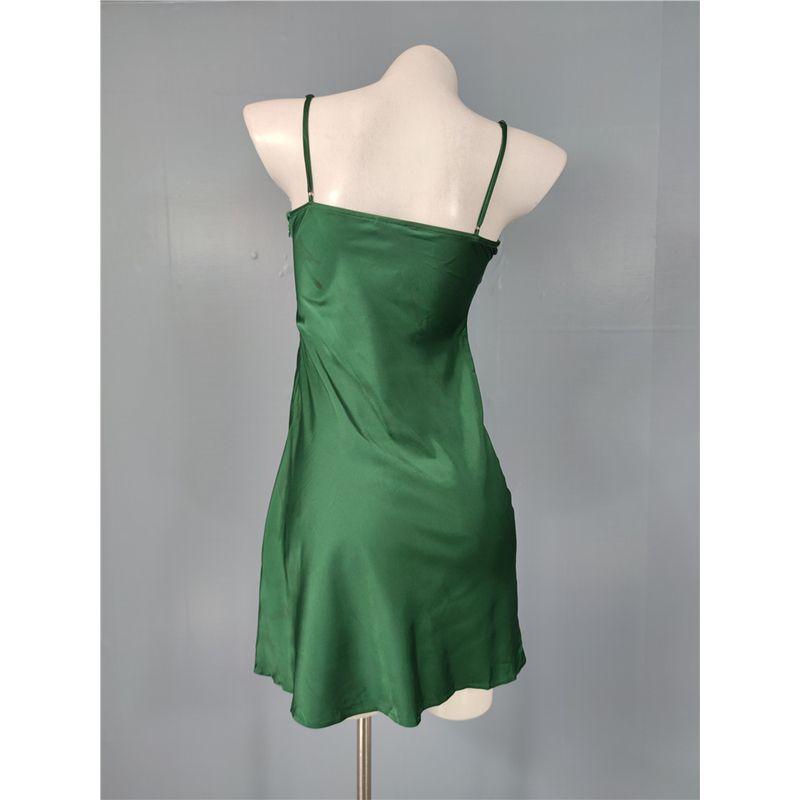 French style Ins Sexy Smooth Satin Love Home Dress A Word Slimming Temperament Short dress Gyaru Sheath Chest Pad