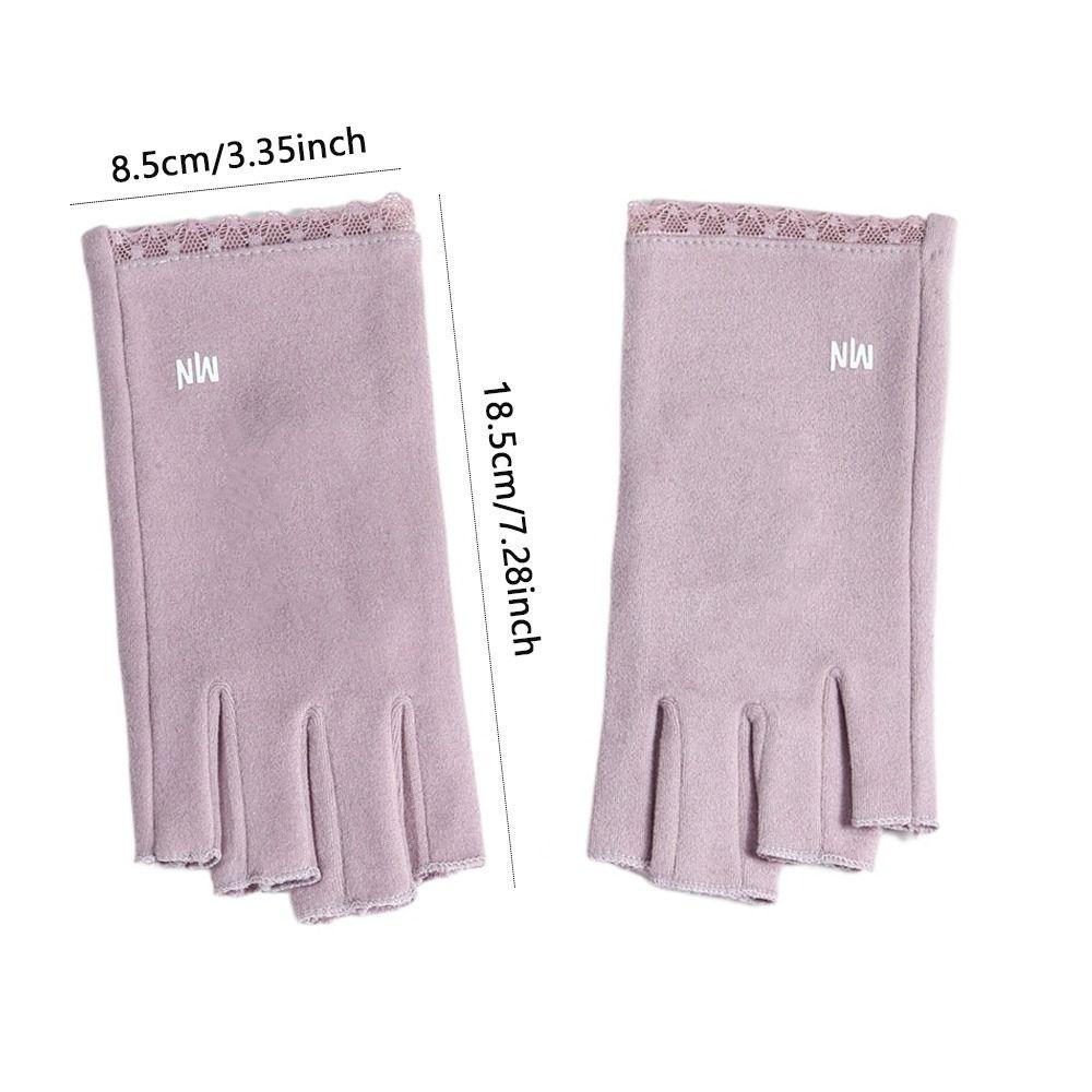New Solid Color Half Finger Gloves Velvet Fleece Thin Style Fingerless Gloves Breathable Touchscreen Gloves Autumn Winter
