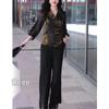 Luxury Women's Chinese-Style Wide-Leg Pants Set - Spring 2025 Collection: Elegant Two-Piece for Spring & Autumn