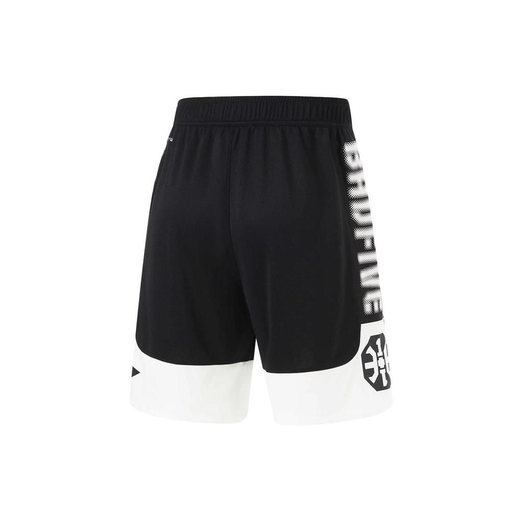 Li Ning Bad Five Spliced Letter Mid Waist Breathable Straight Leg Sports Shorts Men Shorts Black Off-White AAPU113-1