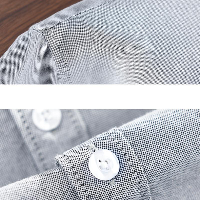 Classical Pure Cotton Men Shirt Spring and Summer Daily Casual Long Sleeve Soid Color Soft and Comfortable Shirt Simple Style Men Clothing