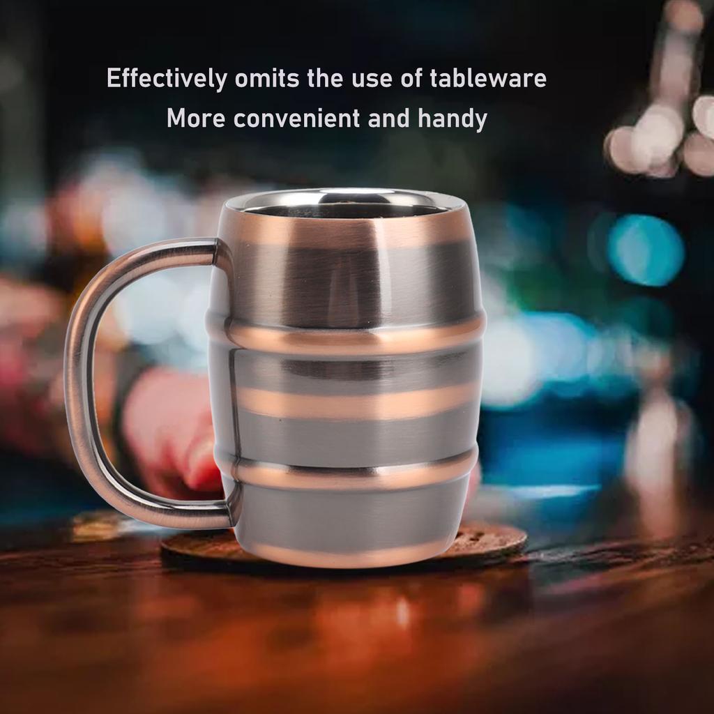 Beer Mug Double Wall Beer Mug Stainless Steel Beer Mug Double Layer Insulation Multipurpose  Ergonomic Milk Tea Mug for Home