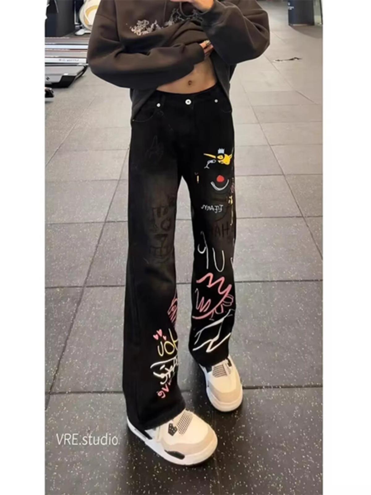 Джинсы JYL мужские прямые, окрашенные грязью, американский винтаж, весенние, подростковые, свободные, повседневные, деним S