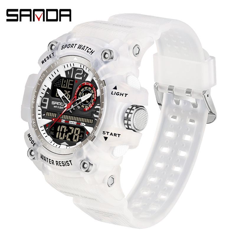SANDA Jugend Trend Schwarz Tech Multifunktionale Wasserdichte Stoßfeste Herren Elektronische Uhr