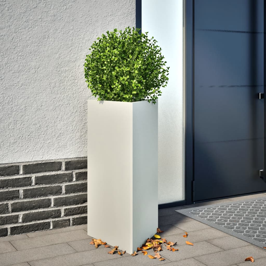 White Triangular Planter 40 X 34.5 X 75 Cm Steel