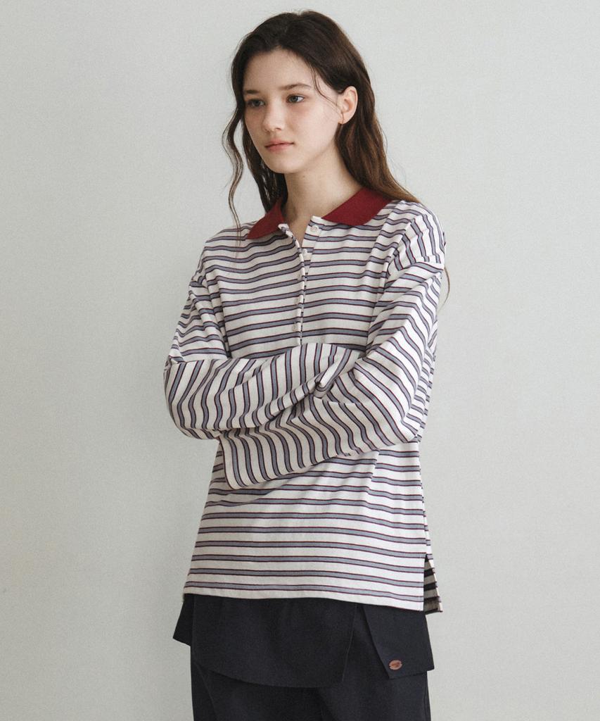 Wednesday Oasis For Woman Tommy Striped Collared T-Shirt_Red(W26Tp13)
