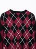 2025 Spring Women's European & American Style Diamond Pattern Knitted Sweater