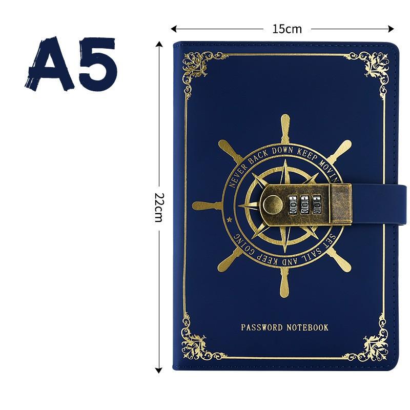 New A5 Retro Password Notebook With Lock Diary Book Student Notebook Vintage Notebook Sub-Password Lock Notebook Supplies