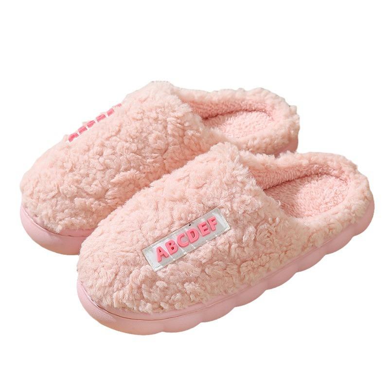 Shoes for Women Winter Home Women Slippers Furry Slippers Color Patchwork Cotton Slippers Female Indoor Non-slip Plush Slipper