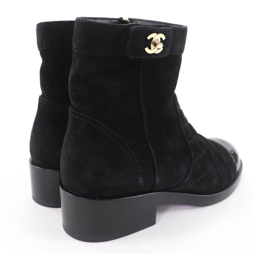 Great CHANEL short boots COCO Mark Turnlock Matelasse Suede Leather 37 G36763 Used