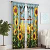 2 Pcs, Versatile Polyester Transparent Curtains for Home Decoration Sunflower Garden for Use In Bedrooms and Living Rooms