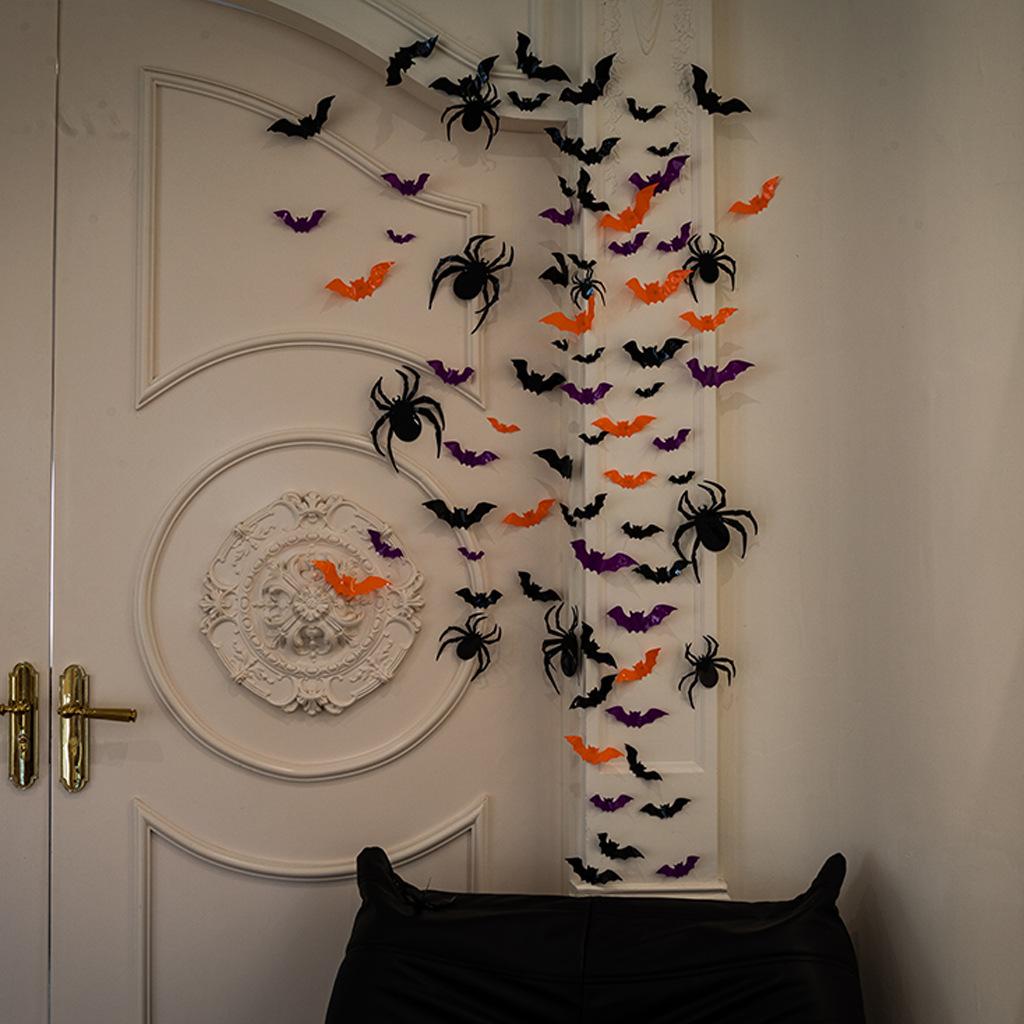Halloween Bat Wall Sticker Pink Halloween Party Atmosphere Decoration Room Background Wall Decoration