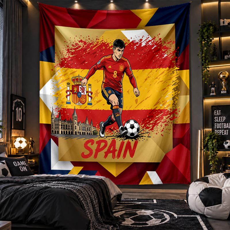 Arazzo da Appendere a Parete Stampa Calcio Spagna Tessuto per Soggiorno Camera da Letto Decorazione per la Casa