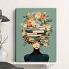 with Frame Chic Girl Reading Book Canvas Art Inspiring Retro Wall Decor for Living Room Bedroom Bathroom and More Perfect Gift Idea