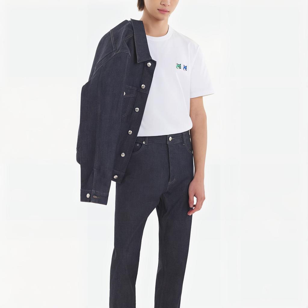 Maison Kitsune Ss23 Logo Print Crew Neck Short Sleeve T-Shirt Men Tops White KM00101KJ0008-P100