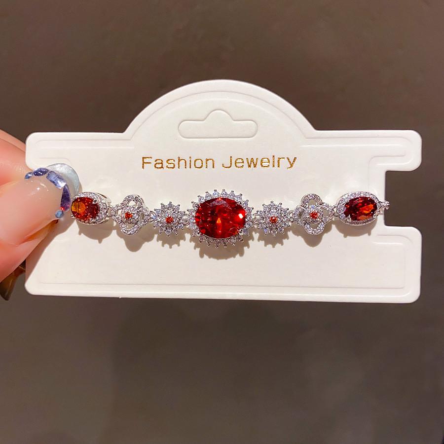 Elegant Zircon Hollow Flower Oval Bracelet For Women Gift Ideas