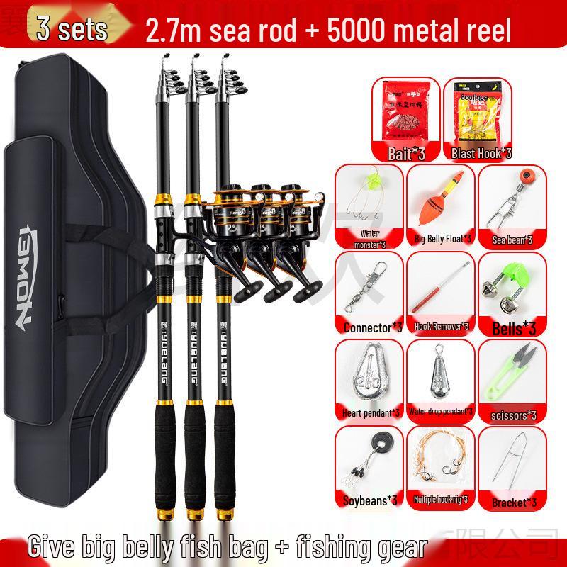 Complete Sea Fishing Rod Set: Long-Cast Spinning Rod & Tackle Supplies for Sports & Outdoors