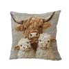 Highland Cow Pillow Cover Cute Cow Pattern Pillowcase with Hidden Zipper Home Decor Throw Pillow Case for Farmhouse Living Room Bedroom Sofa