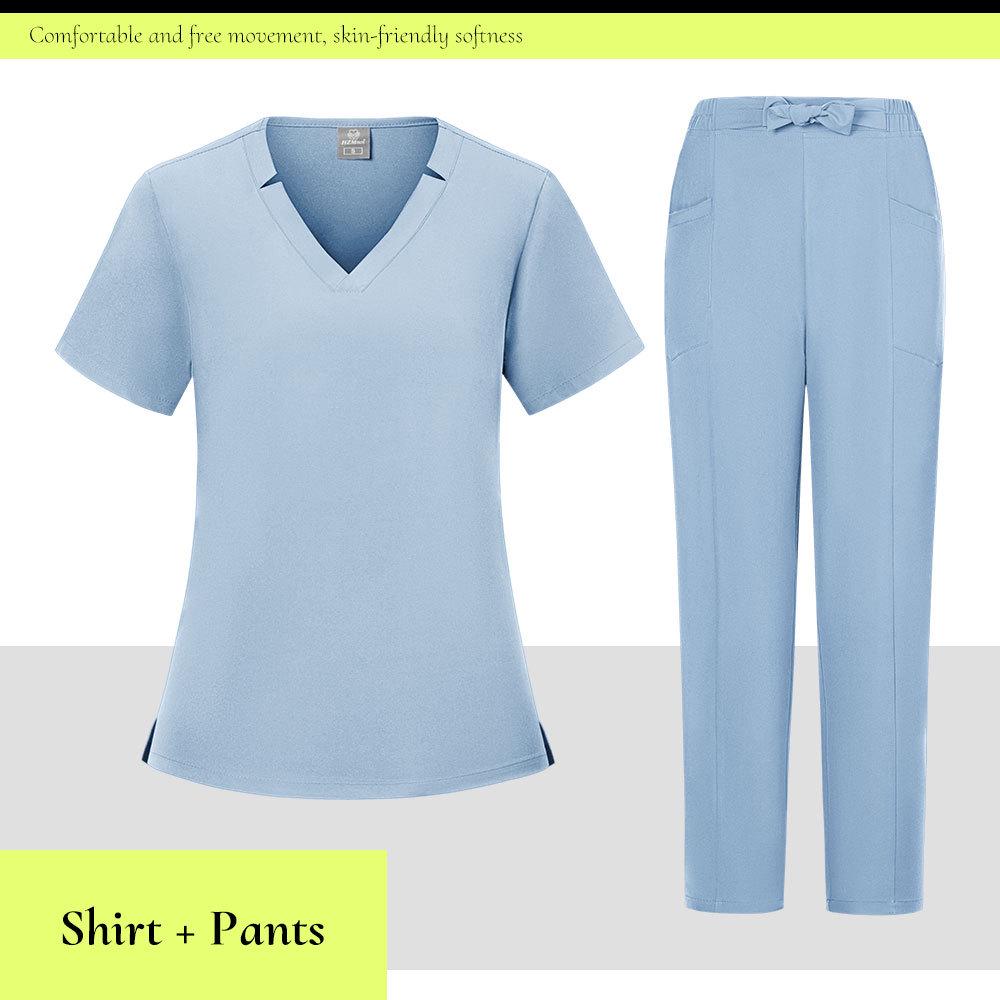 Nine Colors Available: Short-Sleeve Long Pants Handwashing Set for Beauty Salon & Medical Staff