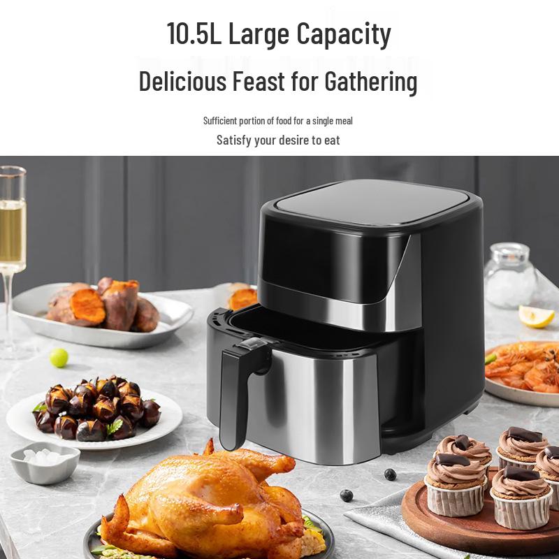 8L Large-Capacity Stainless Steel Air Fryer with Smart Multifunctions and Double Pot