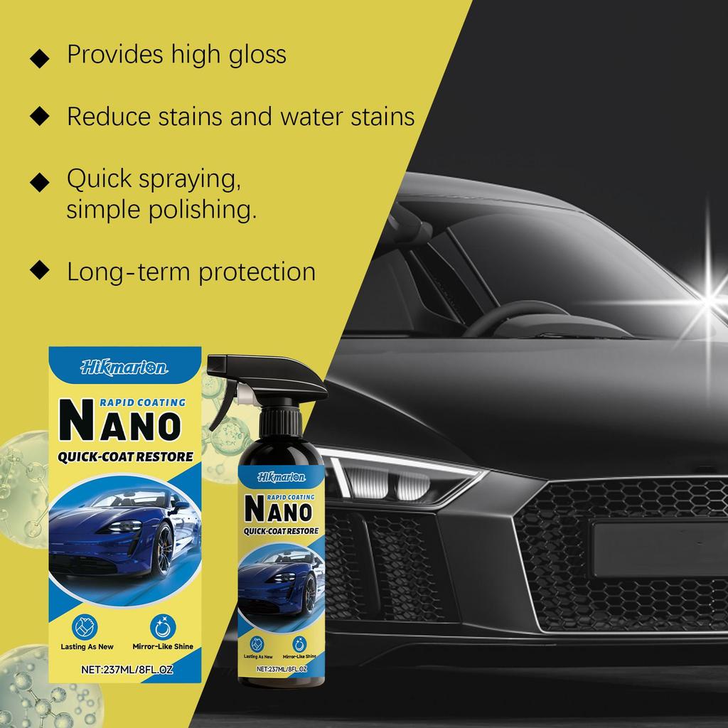Tinta Spray de Revitalização Automotiva Nano Coating Hikmarion Agente de Cuidado Especial para polimento e brilho 237ml