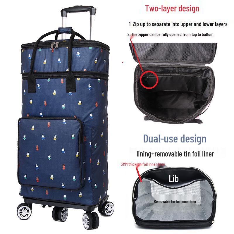 Faltbarer Einkaufswagen für Senioren mit großem Fassungsvermögen und tragbarer Aufbewahrungstasche