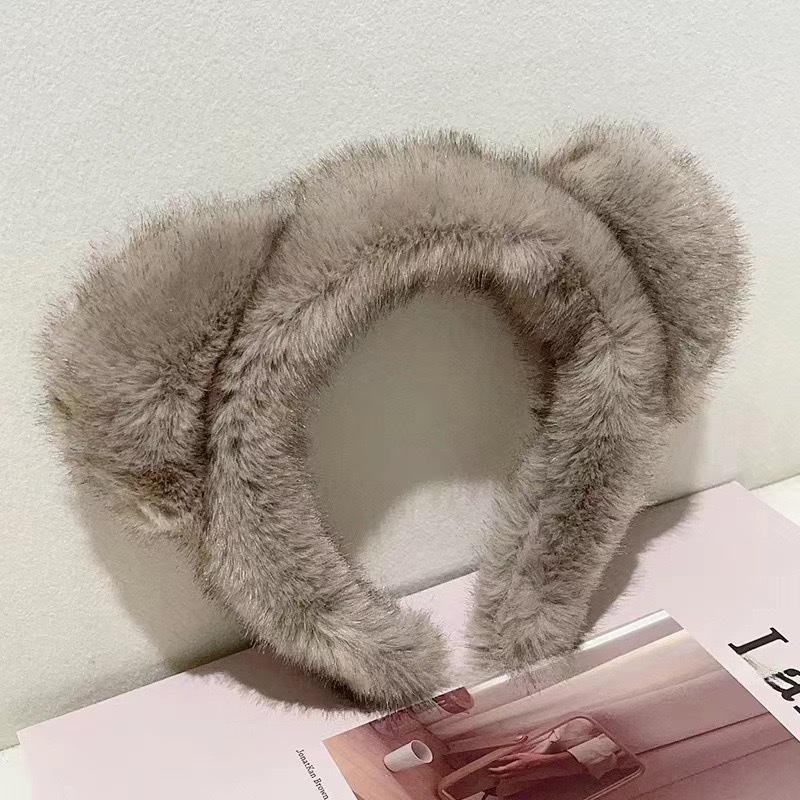 Imitation Mink Fur Wide Edge Headband for Women - Autumn/Winter Face Washing Accessory