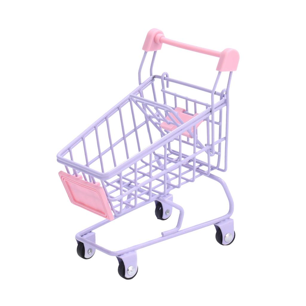 Mini Shopping Cart Model Stationery Play House Toys Dollhouse Furniture Container Storage Box for Office Home Accessories