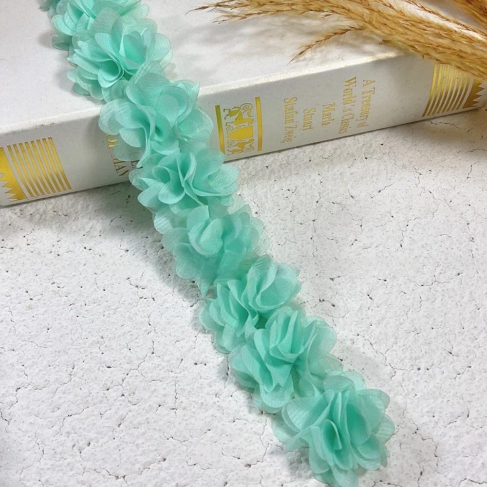 10Yards New 5cm Width Chiffon Flowers Lace Multicolor Handmade DIY Lace 3D Lace Ribbon for Bag Decor