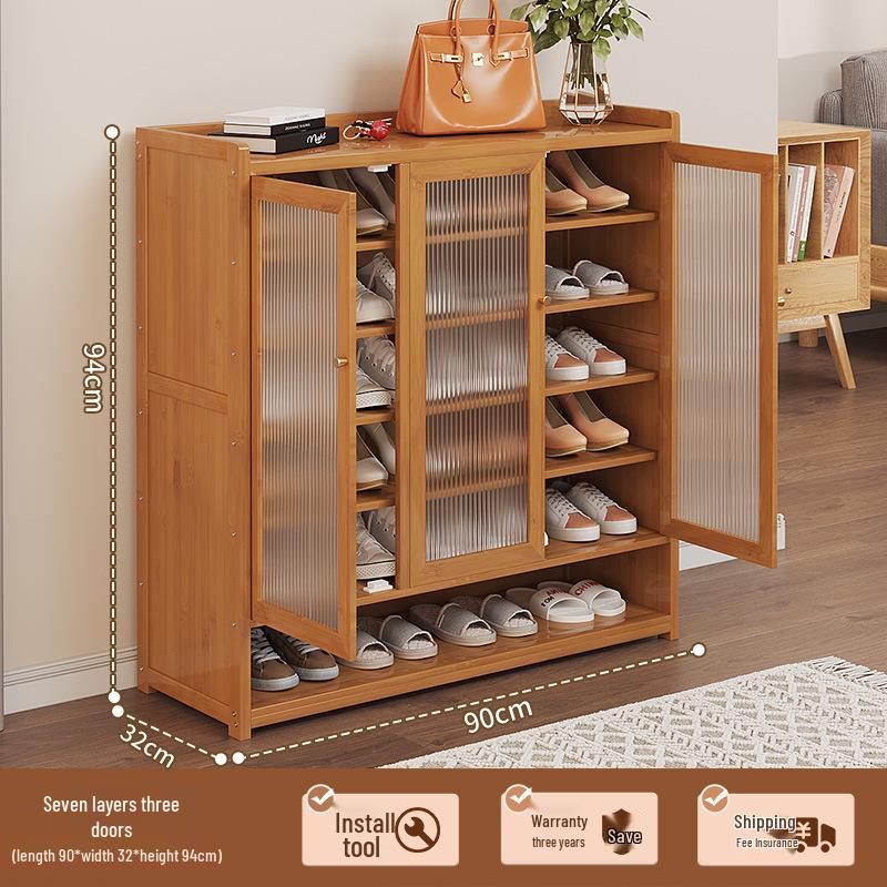 Japanese Rattan Dustproof Shoe Cabinet - Compact, Large-Capacity Entryway Storage Rack
