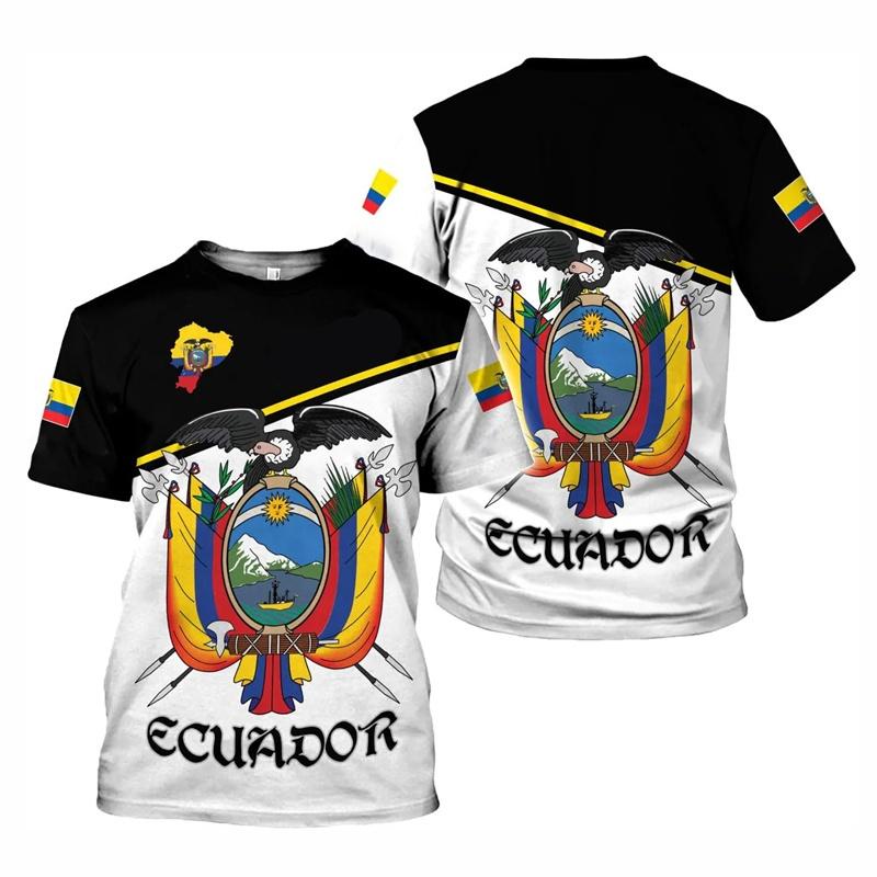 Maglietta Bandiera Ecuador da Uomo Nome Personalizzato Girocollo Moda Oversize Manica Corta Harajuku Top Sportivi T-shirt