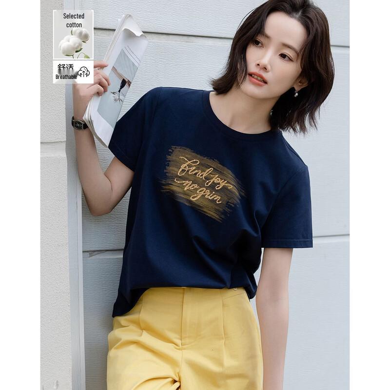 Demana Women s Cotton Blend Letter T-Shirt L