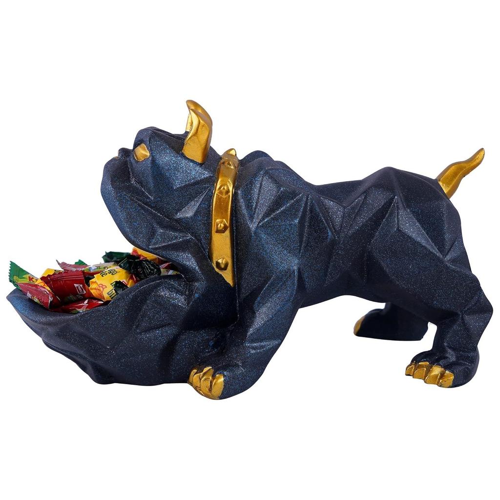 Bulldog Design Storage Holder Showpiece for Home Decorative Item, Animal Figurines for Home Shelves Decor Showpiece (6 inch Size, Black),, Resin