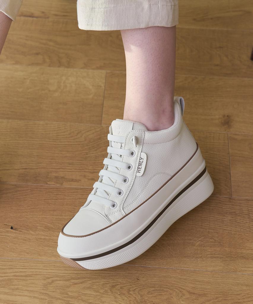 Henlymain Genuine Cowhide Chloe Height-Increasing Sneaker Boots