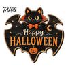Spooky Party Decorations Black Cat Ghost Door Sign, Halloween Decorative Plaque, Wooden Hanging Plaque Vintage Rustic Decor with Jute Rope,