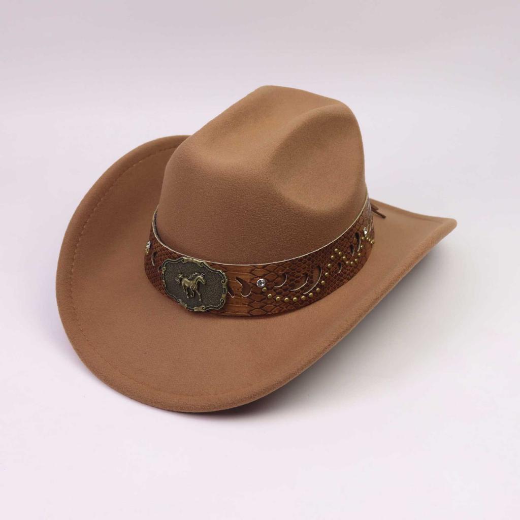New Western cowboy top hat men and women couple gentleman's hat horse head decoration with jazz hat Tibetan