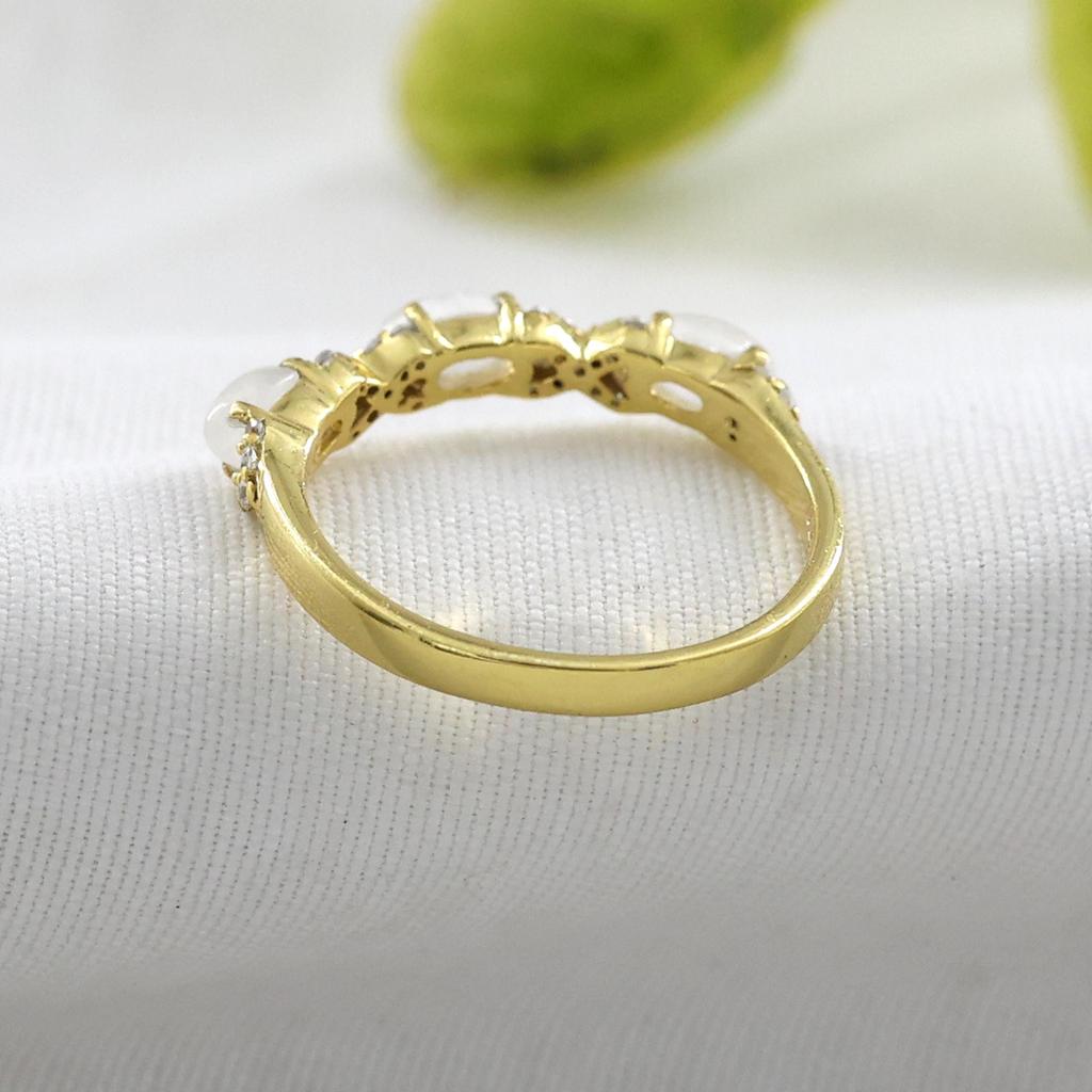 Gold Plated Moonstone Ring, Birthstone Jewelry, 925 Sterling Silver, Gift For Her, Delicate Women Jewelry, Gold Plated Ring