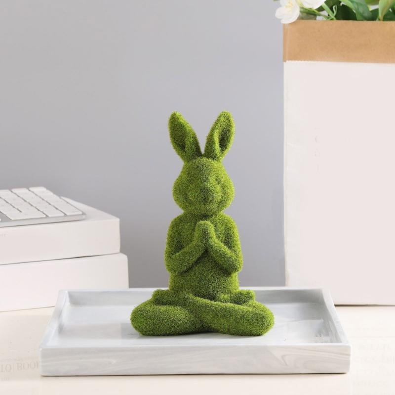 Unique Flocking Rabbit Statues Display Easters Rabbit Flocking Statues Decoration for Outdoor Garden and Indoor Display