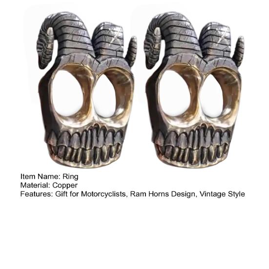 Pierścień na kostkę czaszka barana vintage gotycki mosiężny podwójny pierścień na palec dla motocyklistów punk rockowców
