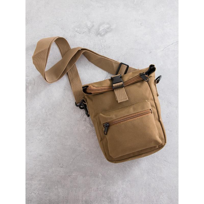 Herrarnas Canvas Liten Axelremsväska Enkel Cargo Vind Mobiltelefonväska Casual Trend Koreansk Version av Liten Fyrkantig Väska med Damaxelremsväska