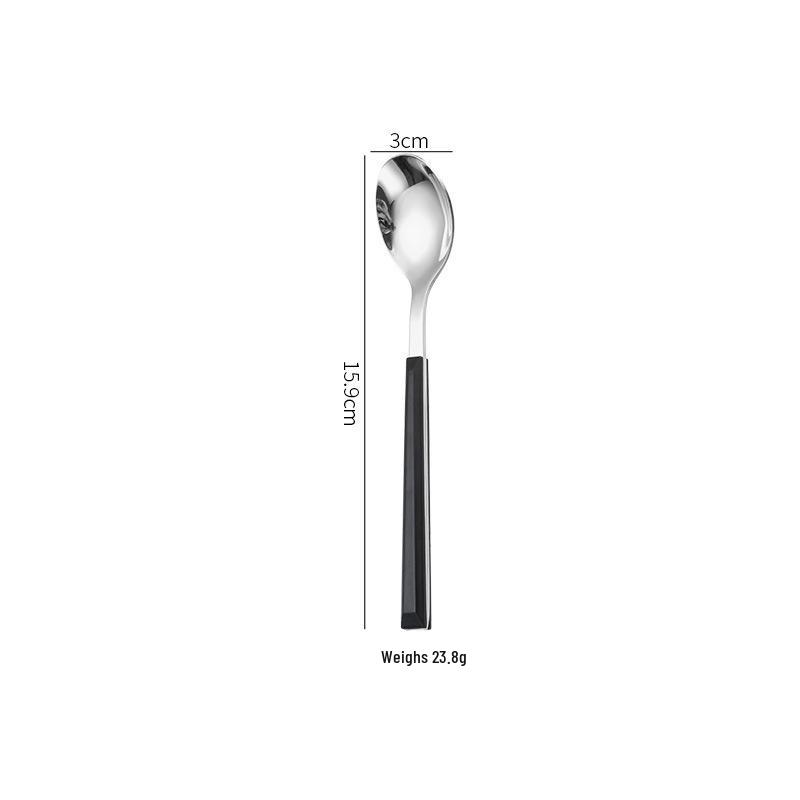 Korean Style 430 Stainless Steel Tableware Set with Imitation Wood Grain Handles: Includes Knife, Fork, Spoon, and Chopsticks