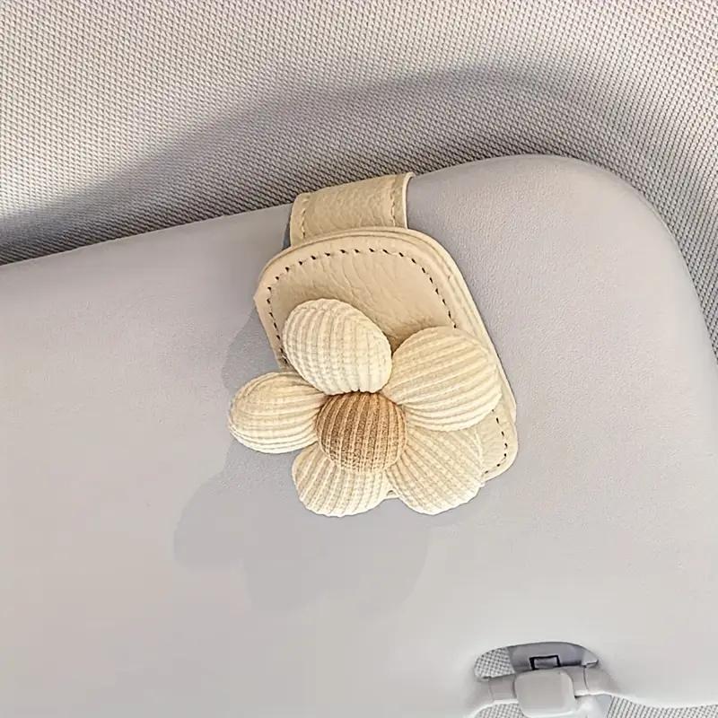 

Beige Flower General Motors Sunshade Glasses Clip Sunglasses Clip Multi functional Card Ticket Clip Bracket Fastener Glasses