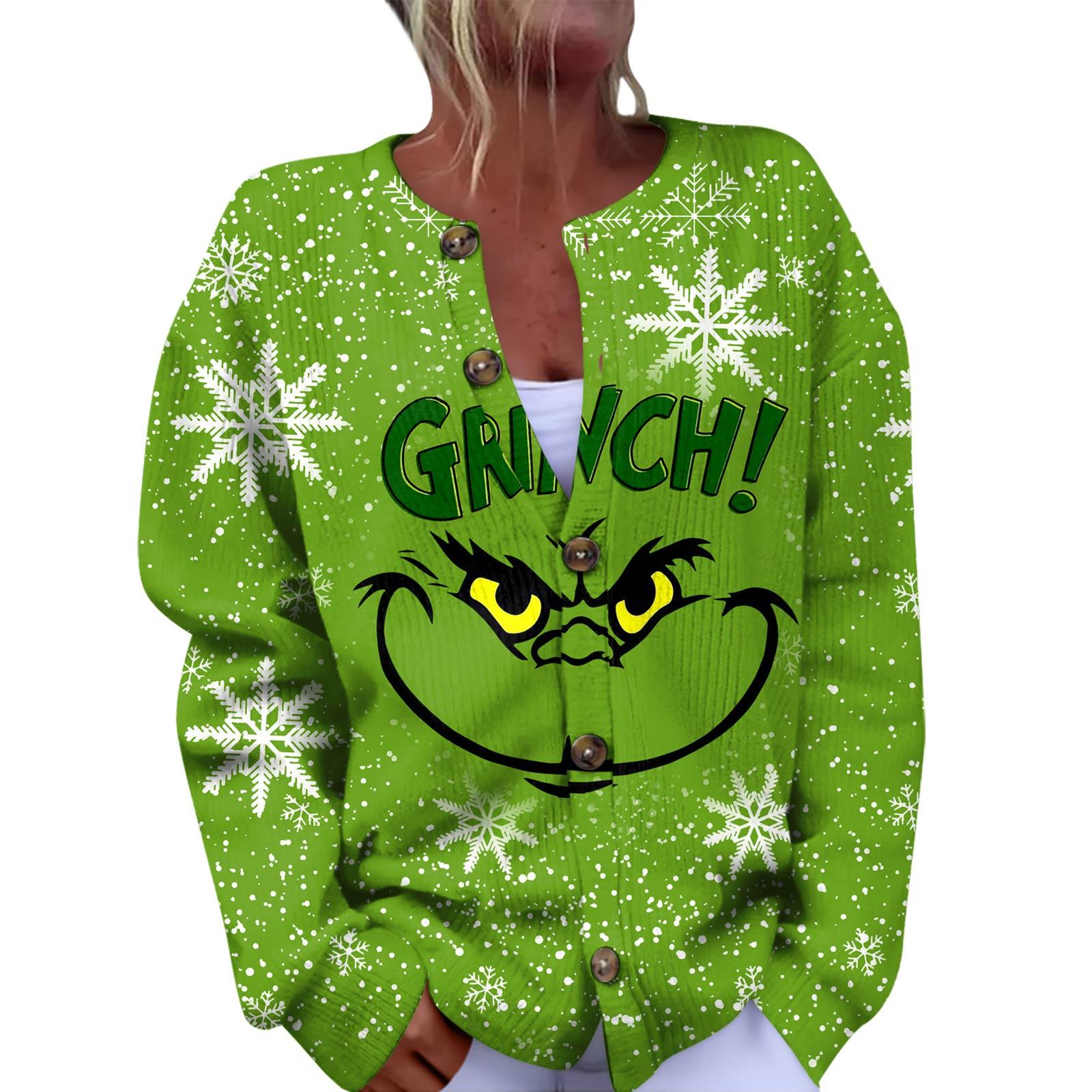 

Жіноча модна різдвяна куртка з довгим рукавом і в язаним ґудзиком XL