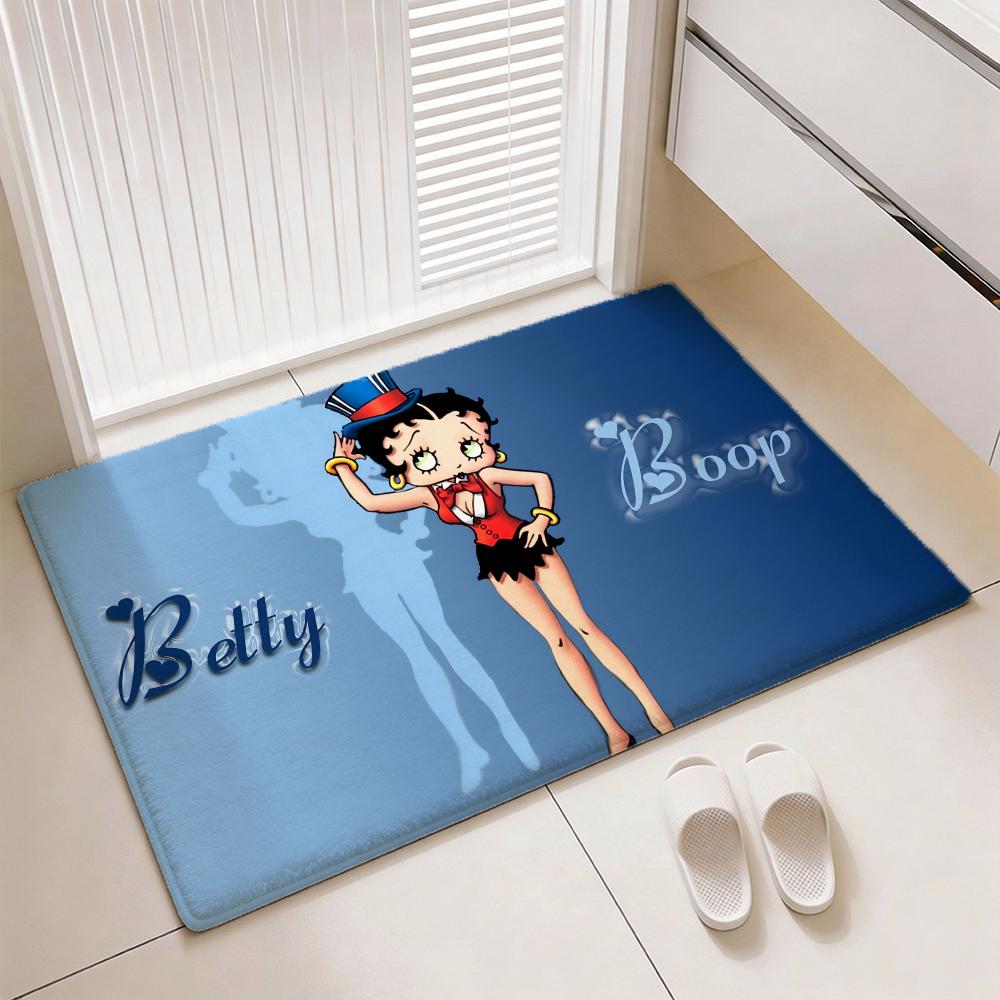 Cute B-Betty Boop Floor Mat Soft Thickened Flannel Door Mat Non-Slip Living Room Rug Home Decor